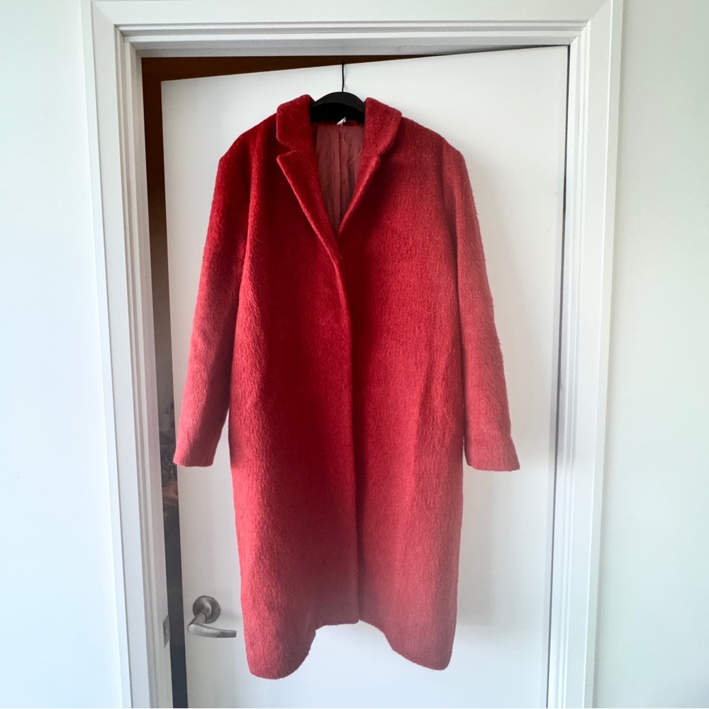& Other Stories Red /Orange Teddy Jacket Cozy Oversized Design